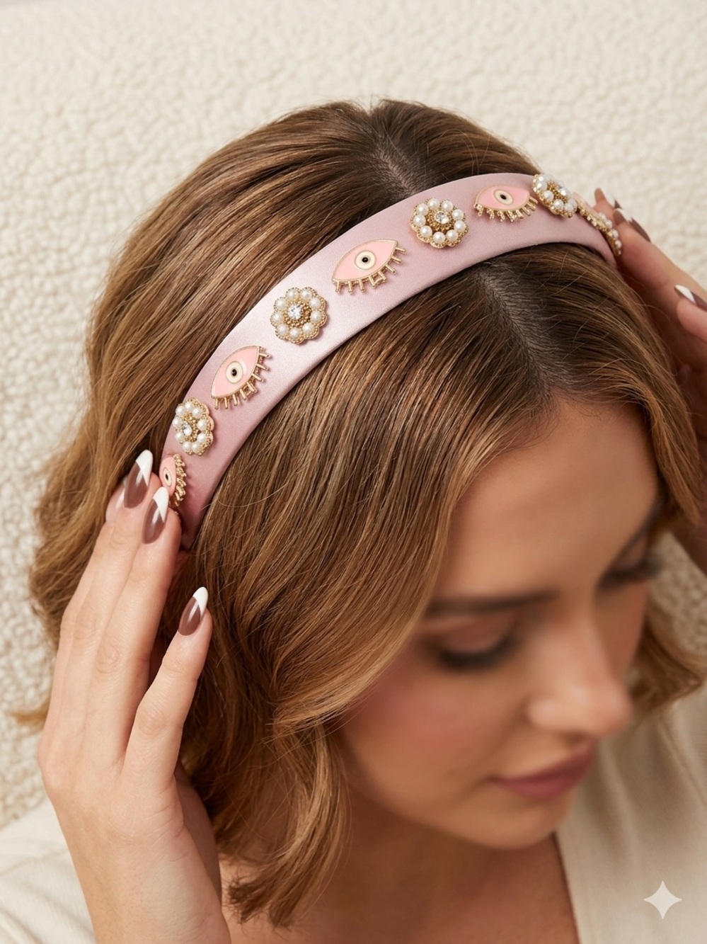 Pink Embellished Pearl Eye Headband obsessed!!